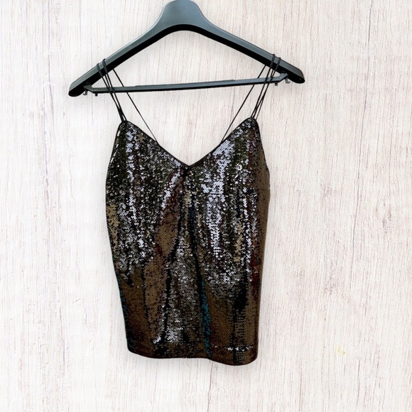 H&M Tops - H&m BLACK SEQUIN EVENING TANK TOP CAMI CAMISOLE Sz Small NWOT